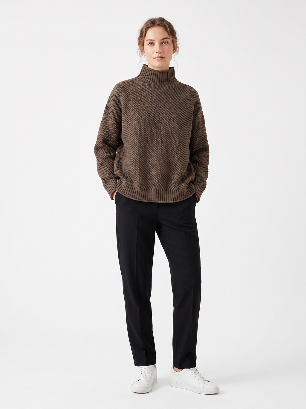Women's Oversized Mock-Neck Sweater | Plus-Size Relaxed Fit Knit