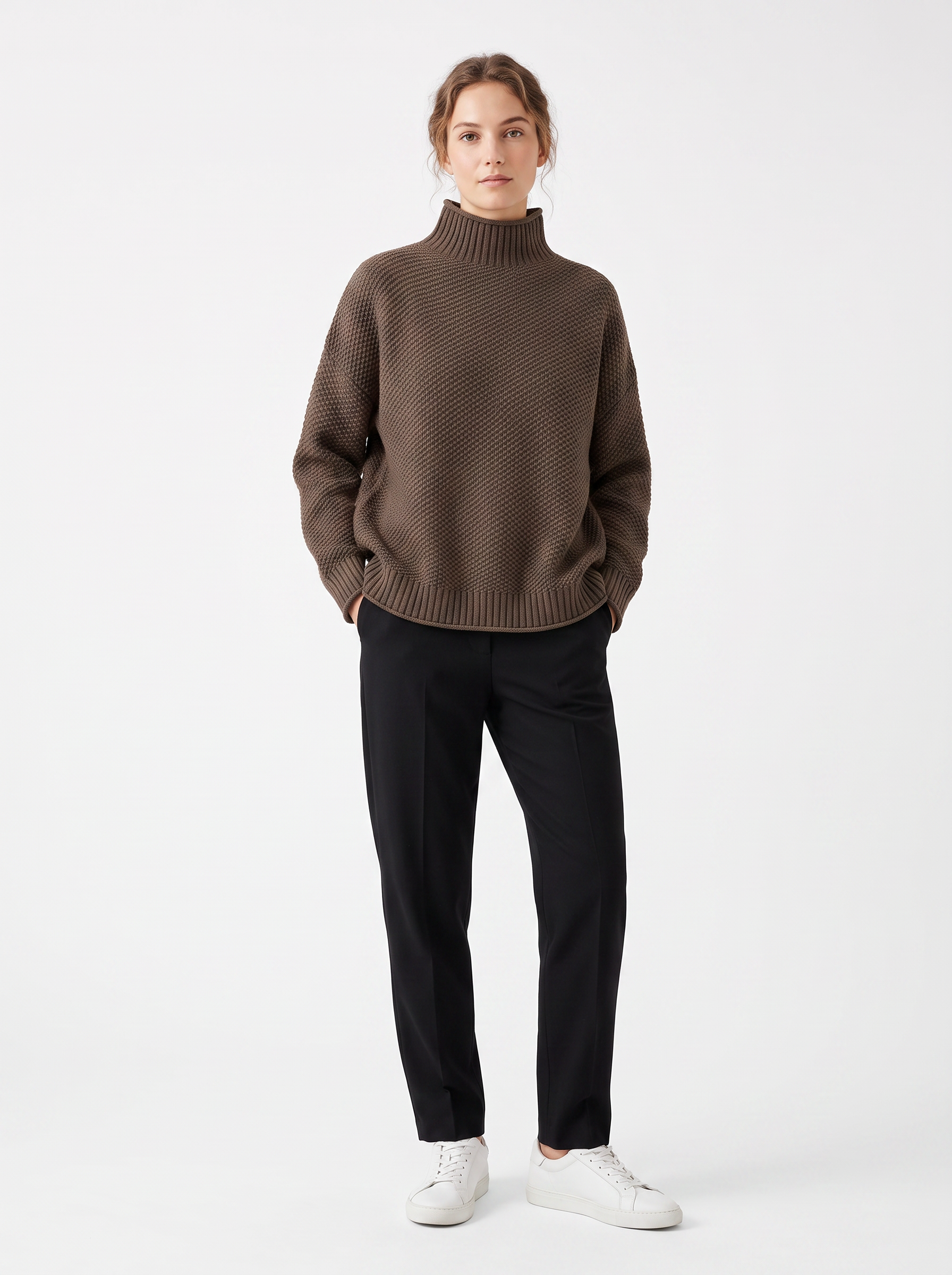 Women's Oversized Mock-Neck Sweater | Plus-Size Relaxed Fit Knit