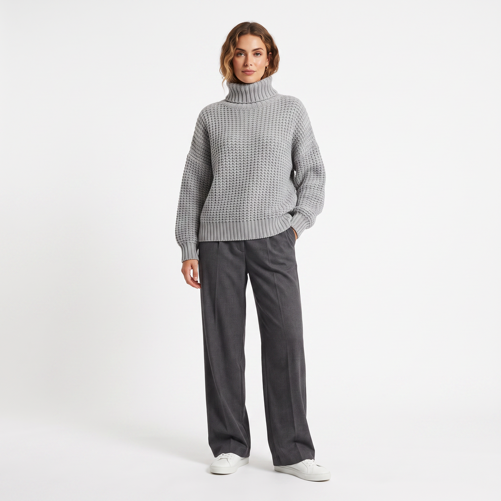 Women's Wool-Blend Turtleneck Sweater | Thick Knit Warm Layer