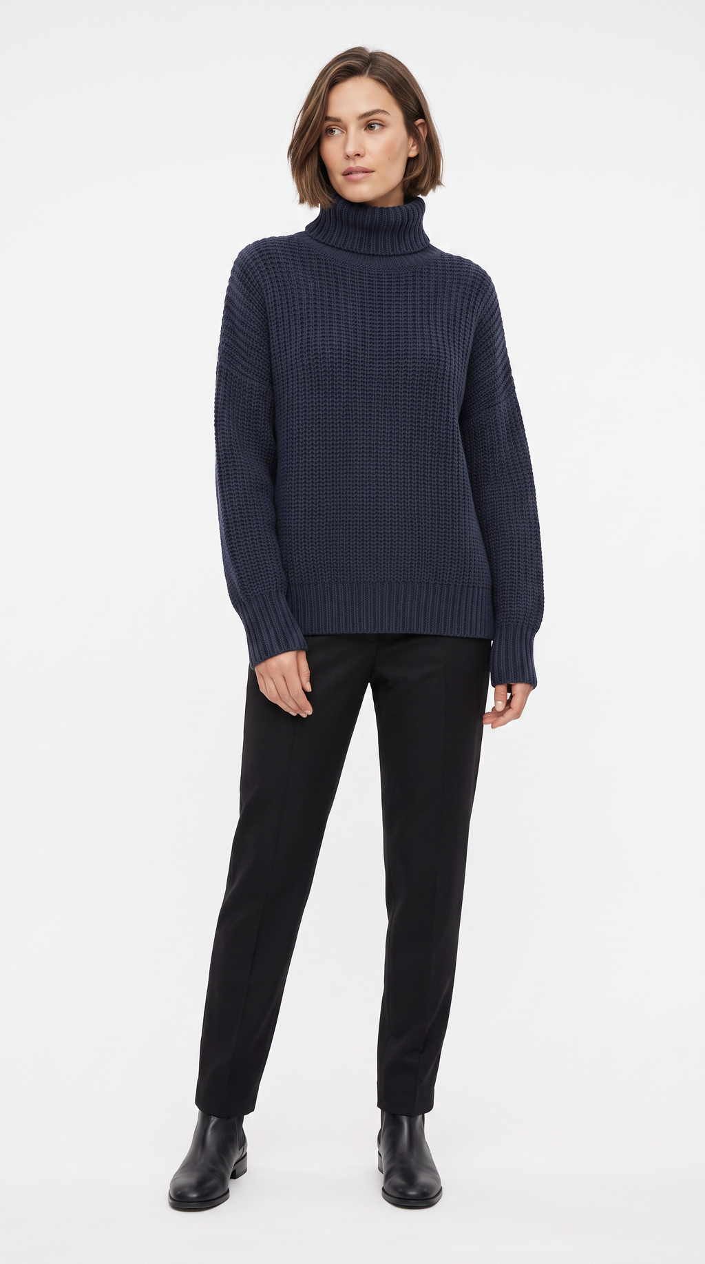 Women's Wool-Blend Turtleneck Sweater | Thick Knit Warm Layer
