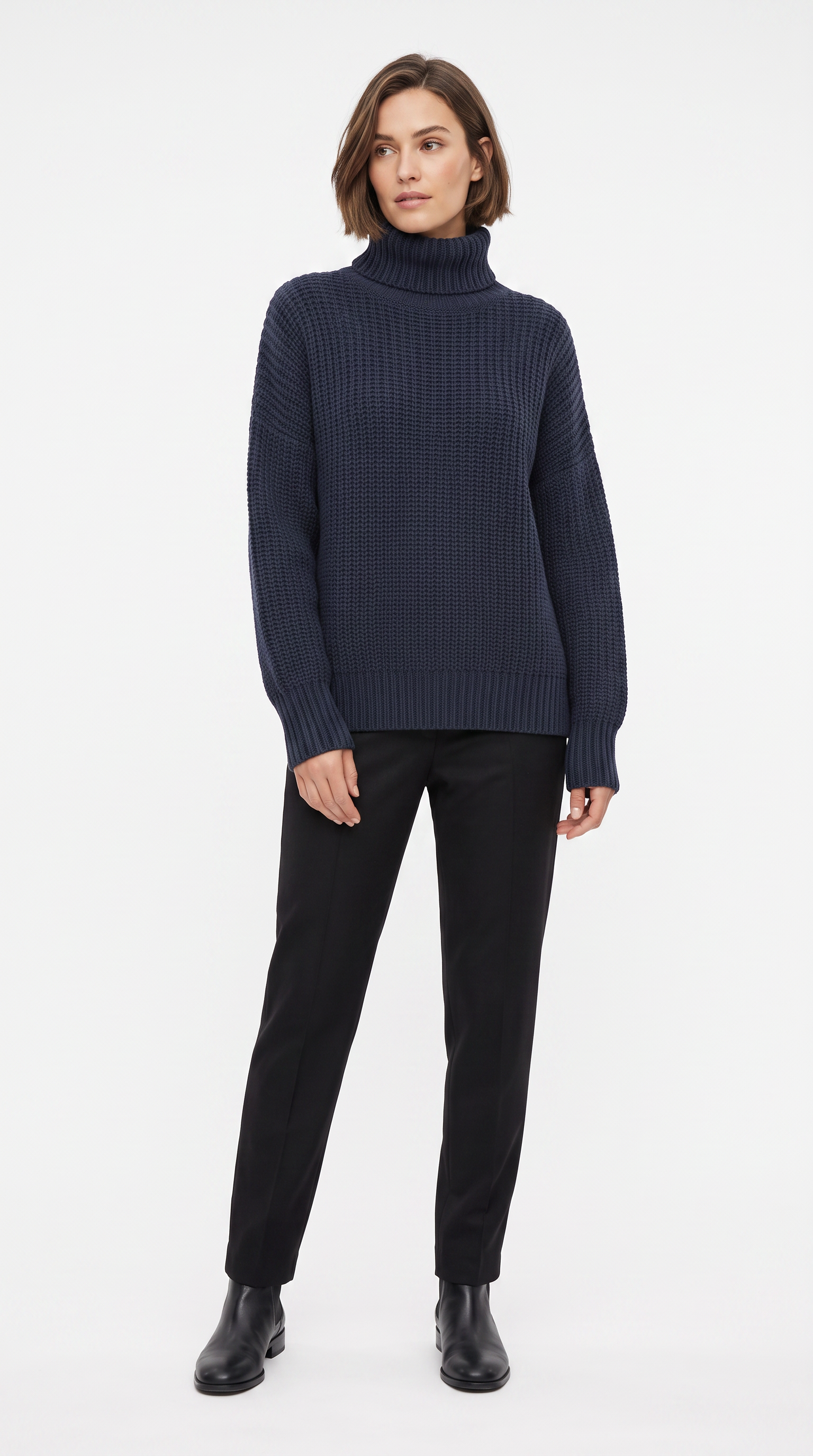 Women's Wool-Blend Turtleneck Sweater | Thick Knit Warm Layer