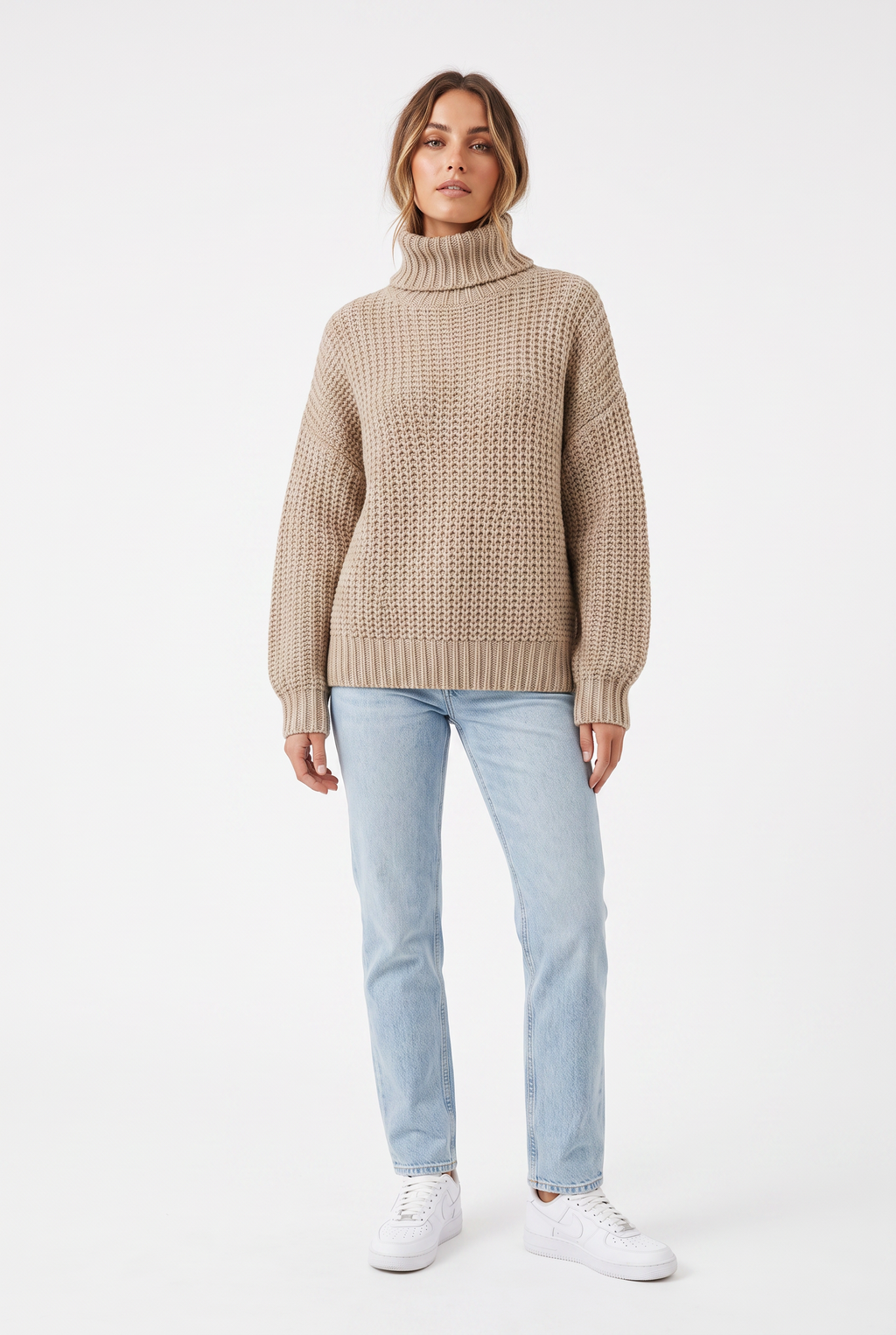 Women's Wool-Blend Turtleneck Sweater | Thick Knit Warm Layer